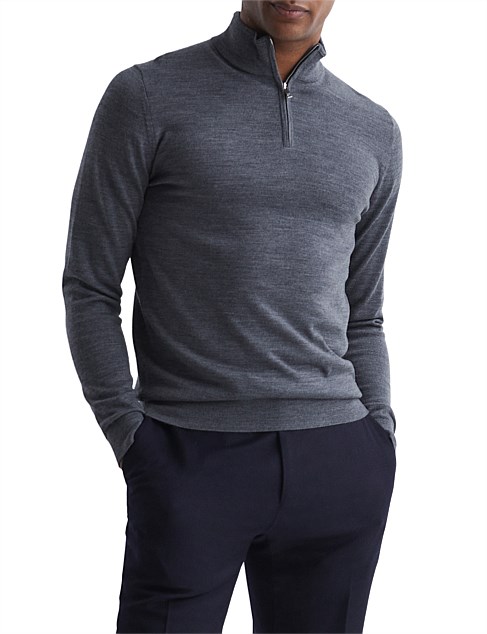 BLACKHALL MERINO WOOL ZIP NECK JUMPER