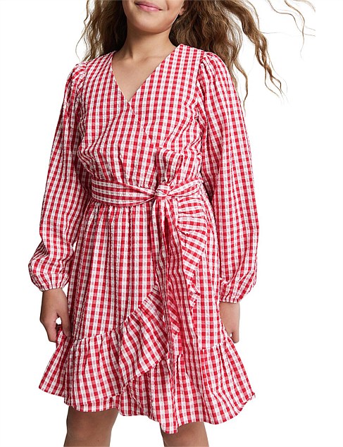 GINGHAM WRAP DRESS