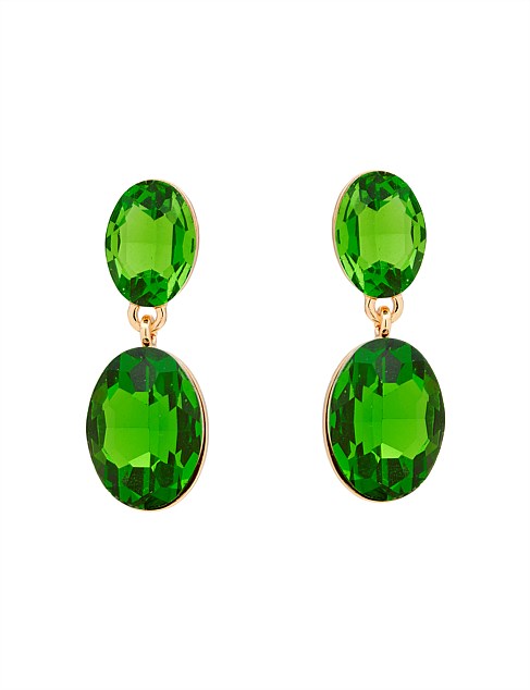 DOUBLE DROP OVAL STONE EARRINGS