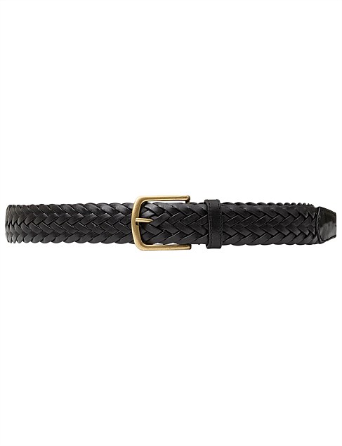 BLACK BRAIDED LEATHER BELT