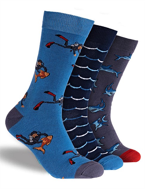 Bamboo Under Sea 3 pack Mens Sock