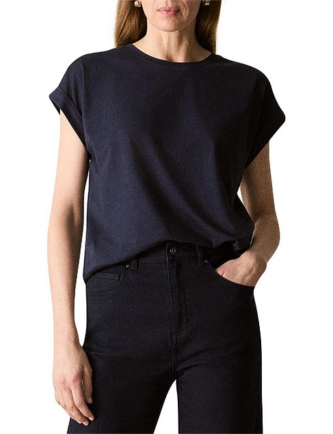 Pima Cotton Cuff Sleeve T-shirt