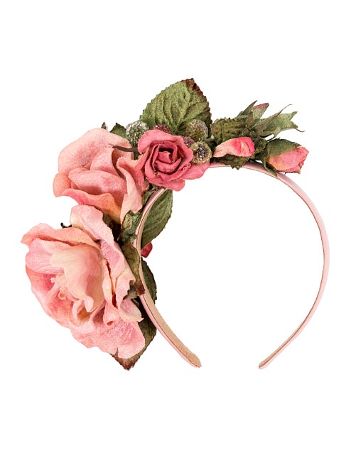 Pink vintage flower fascinator headband