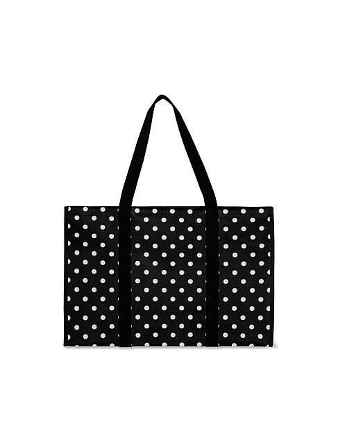 Grocery Tote Black and White Dot