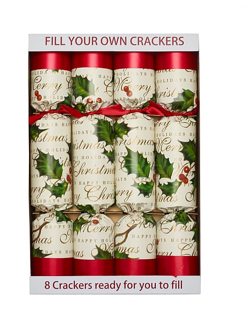 FILL YOUR OWN CHRISTMAS CRACKER HOLLY BERRY SET OF 8