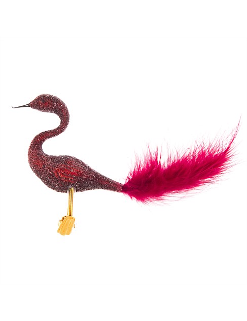 GOLD GLITTER PLUM SWAN EUROPEAN GLASS ORNAMENT