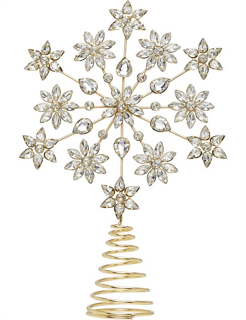 27CM GOLD glass beaded snowflake tree topper