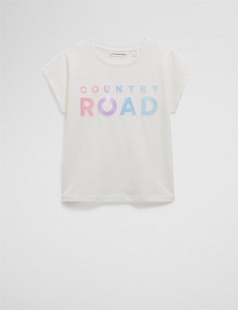 Organically Grown Cotton Sequin Logo T-Shirt