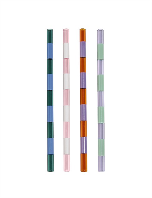 Striped Mixed Straws set of 4