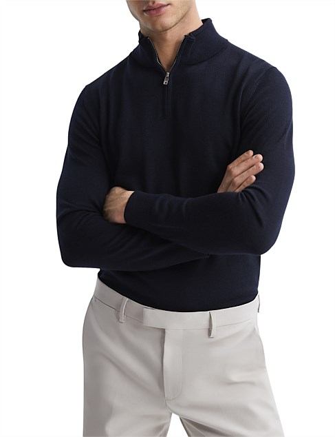 BLACKHALL MERINO WOOL ZIP NECK JUMPER