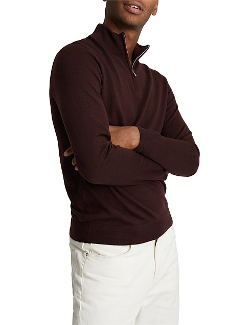 BLACKHALL MERINO WOOL ZIP NECK JUMPER