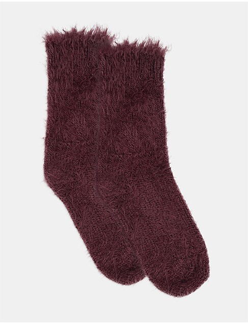 furry plush home sock