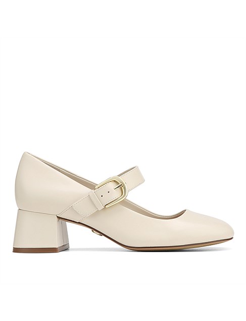 IRIS Vintage Ivory Leather Block Heel Mary Jane