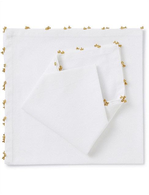 GOLD BEAD EDGED NAPKIN SET OF