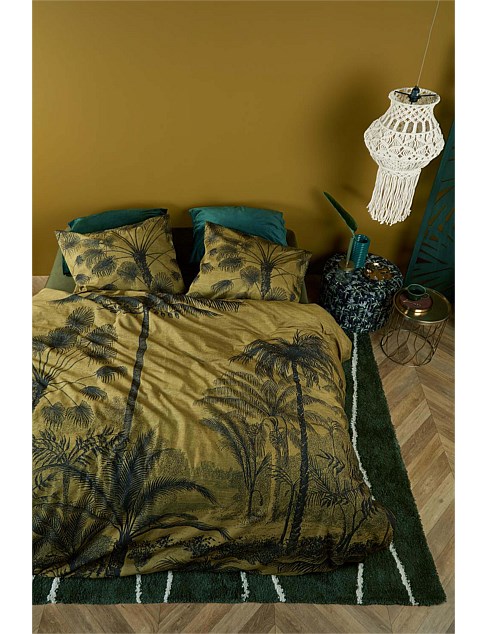 Tour du Mond Ochre Cotton Quilt Cover Set - Queen Bed