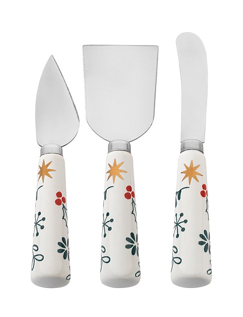 Nutcracker New Bone China Set of 3 Cheese Knives