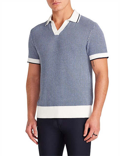 TEXTURED STITCH KNIT POLO