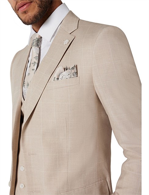 SLIM STRETCH WINDOWPANE CHECK TAILORED JACKET