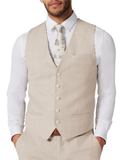 5 BUTTONED WINDOWPANE CHECK TAILORED VEST