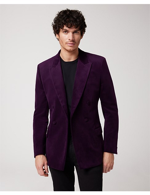 Slim Fit Double Breasted Velvet Tuxedo Jacket