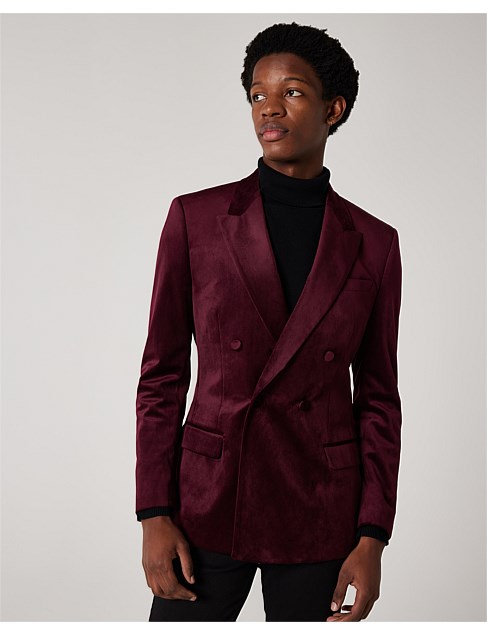 Slim Fit Double Breasted Velvet Tuxedo Jacket