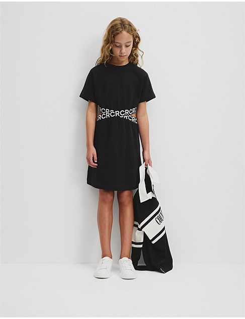 Teen Recycled Cotton Blend Logo Cut Out Dress