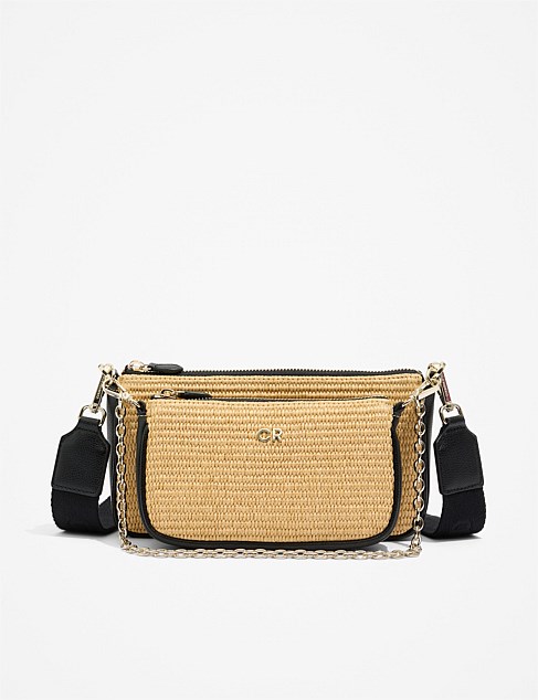 Woven Double Pouch Crossbody