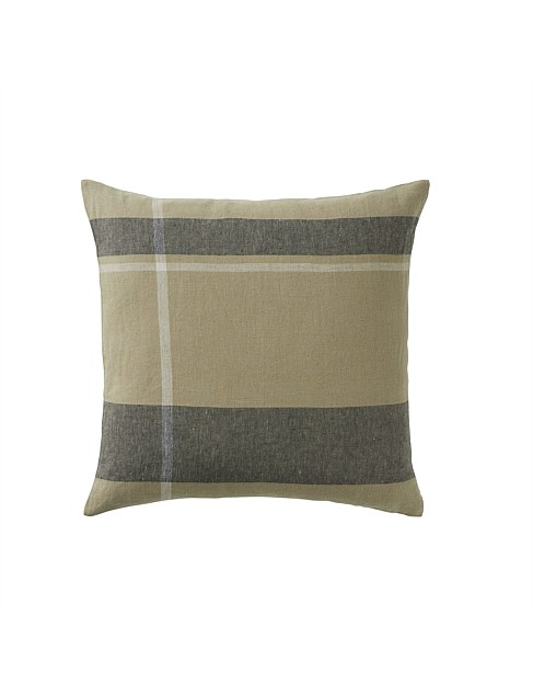 Dante 100% Linen Check Cushion In Caper 50cm