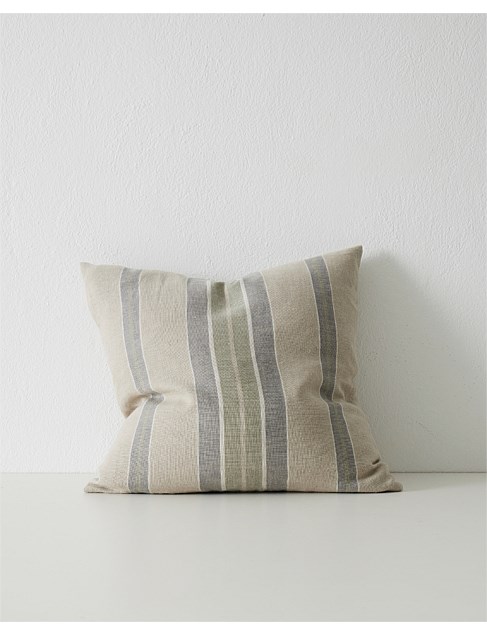 Franco Striped 100% Linen Cushion In Sage 50cm