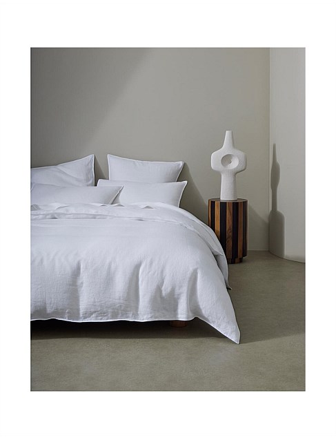 Ravello Double Linen Fitted Sheet In White