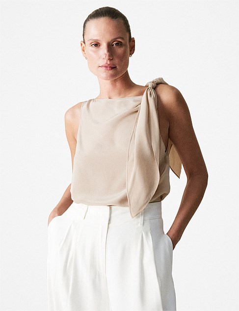 Silk Tie Detail Sleeveless Top