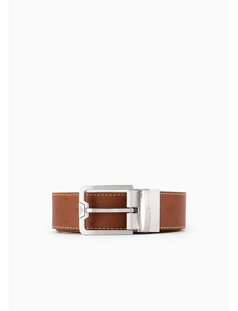 MEN'S RECTANGULAR BUCKLE EAGLE LOGO BELT