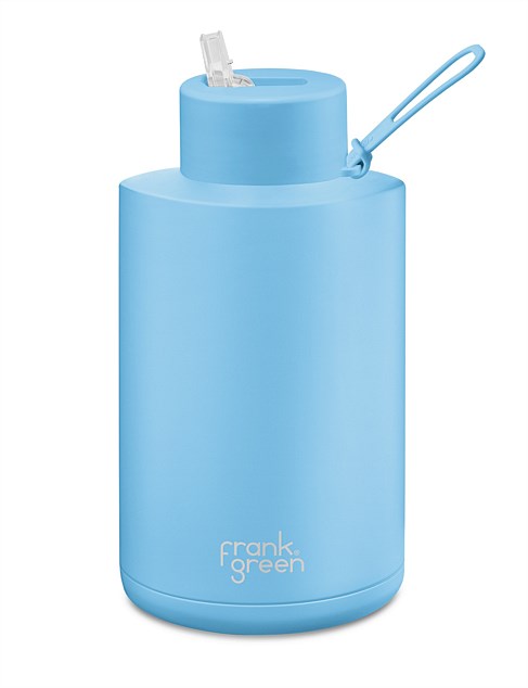 SS Ceramic Reusable Bottle Sky Blue with Straw Lid 2L