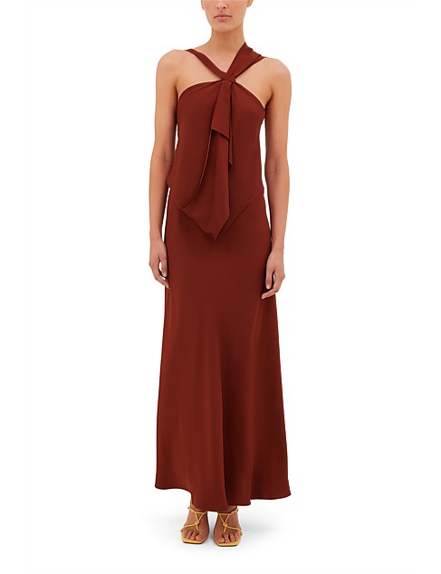 CINNAMON CREPE CONVERGING GOWN