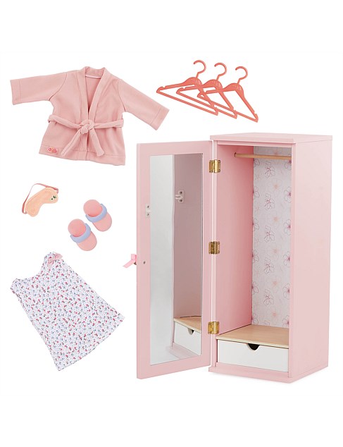 WOODEN WARDROBE W/ACCESSORIES