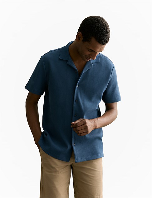 Regular Fit Cotton Blend Pique Shirt