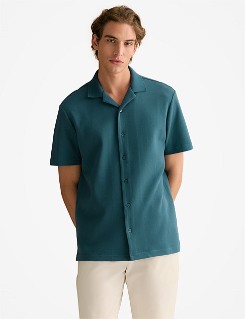 Regular Fit Cotton Blend Pique Shirt