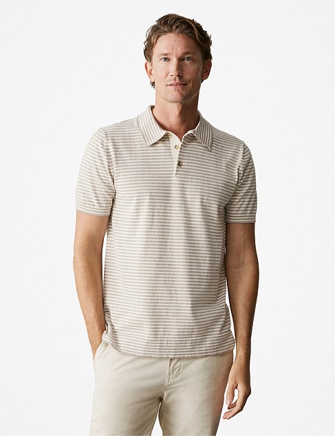 Cotton Barre Stripe Knit Polo