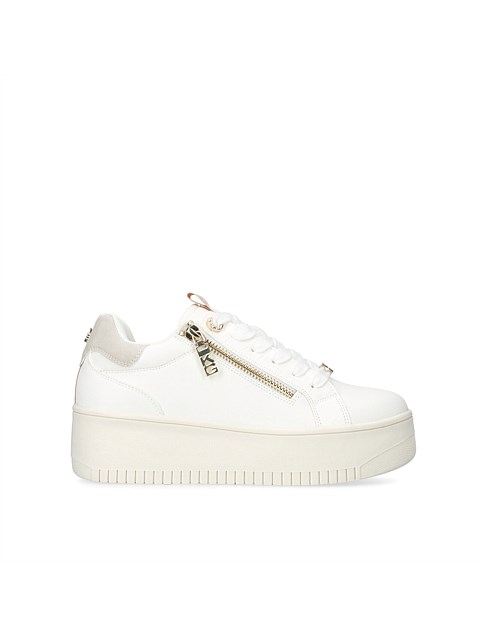 LESLIE SIDE ZIP WHITE VEGAN SNEAKERS