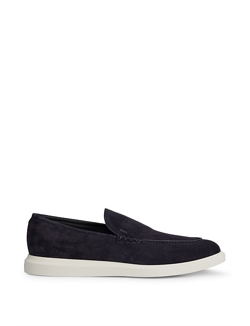 Embossed-logo loafers in suede