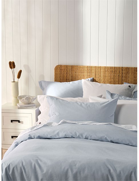 AMERICAN PIN POINT KING QUILT COVER SET IN OXFORD BLUE