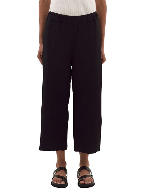 stretch twill wide leg pant