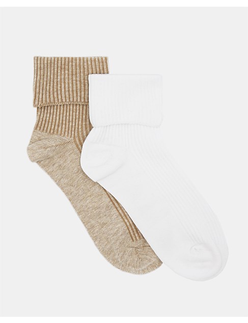 Cuffed Rib Crew Cut Sock 2PK