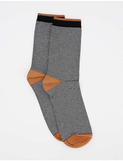 Lina Fine Stripe Crew Cut Sock