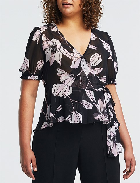 AZALEA FLOWER FAUX-WRAP TOP