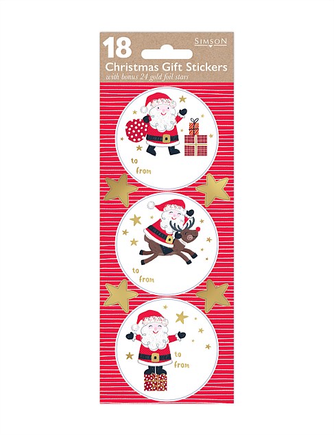 JOLLY SANTAS GIFT STICKERS X18