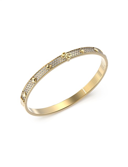 4G FOREVER 6MM 4G PAVE STUD GOLD BANGLE