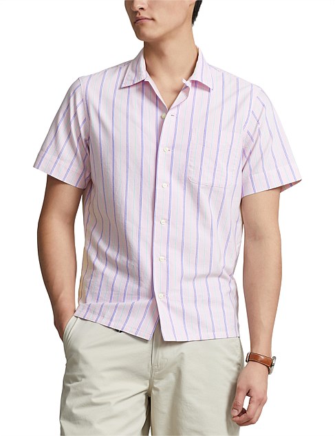 Classic Fit Striped Oxford Camp Shirt