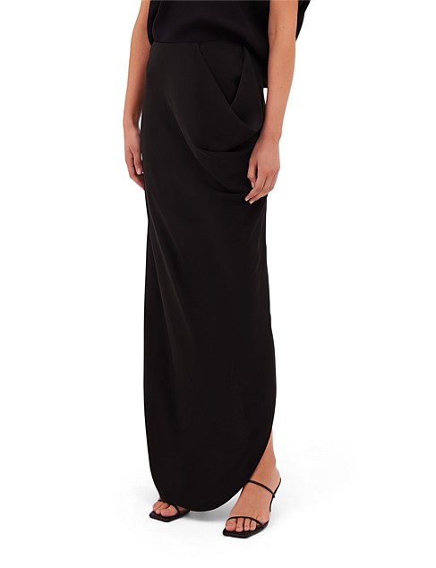 BLACK SATIN CREPE FREEDOM SKIRT