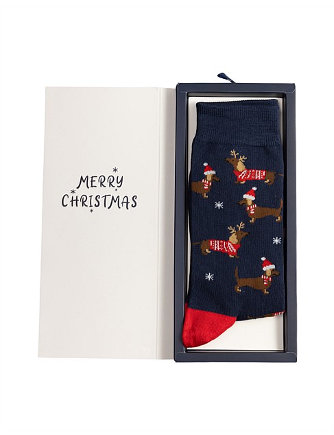 MENS XMAS DASH BAMBOO SOCK CARD